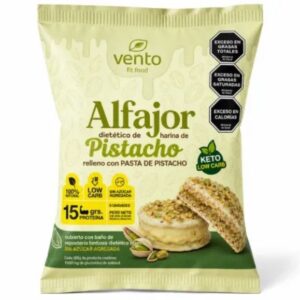 VENTO ALFAJOR DE PISTACHO C/CHOCOLATE BLANCO S/AZUCAR